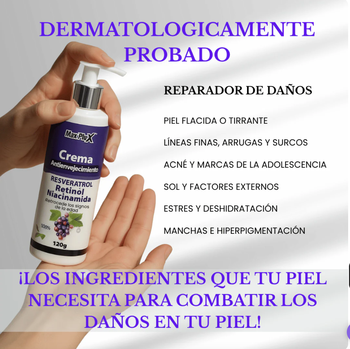 Resveratrol crema + aceite reafirmante Antienvejecimiento natural Ayuda a reducir líneas de expresión y arrugas finas.