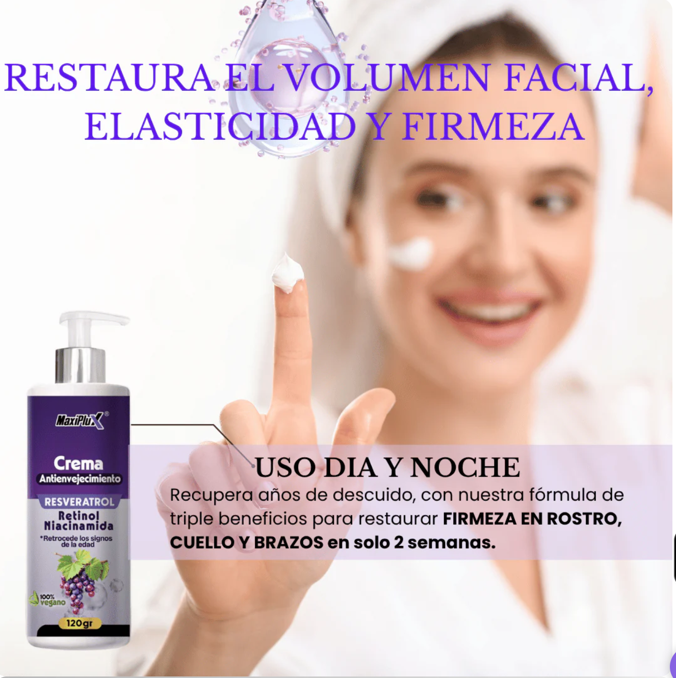 Resveratrol crema + aceite reafirmante Antienvejecimiento natural Ayuda a reducir líneas de expresión y arrugas finas.